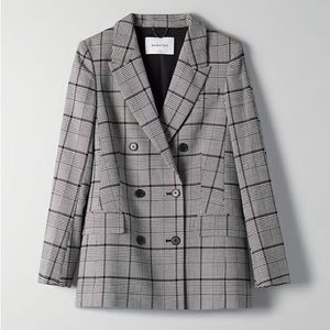 MOVING SALE! Babaton Samuel Check Blazer in Black and White, Double Breasted